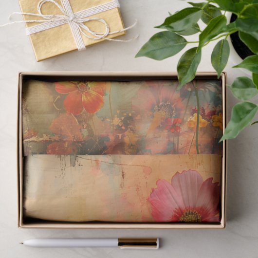 PAPIER MOUSSELINE DÉCOUPAGE FLEURIER DÉTRUIT DE GRUNGE (Cadeau)