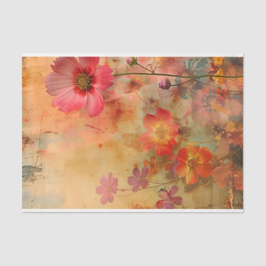 PAPIER MOUSSELINE DÉCOUPAGE FLEURIER DÉTRUIT DE GRUNGE (Recto)