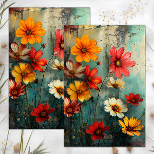 PAPIER MOUSSELINE DÉCOUPAGE FLEURIER DÉTRUIT DE GRUNGE