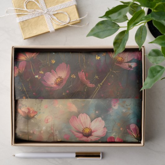 PAPIER MOUSSELINE DÉCOUPAGE FLEURIER DÉTRUIT DE GRUNGE (Cadeau)