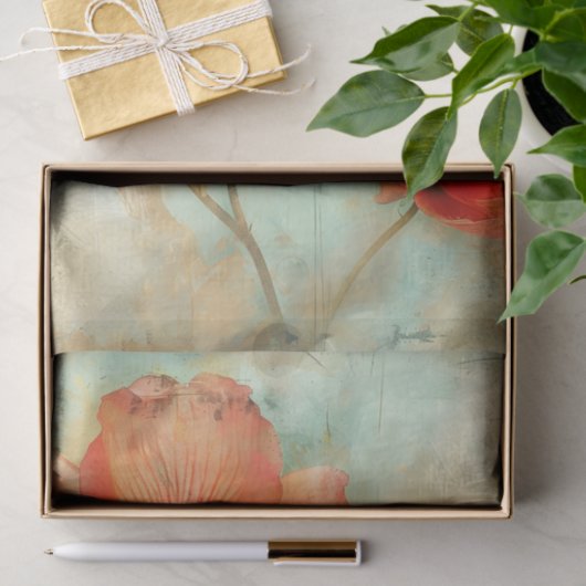 PAPIER MOUSSELINE DÉCOUPAGE FLEURIER DÉTRUIT DE GRUNGE (Cadeau)