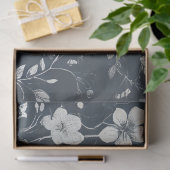 Papier Mousseline Découpage Fleurs Blanches sur Denim (Cadeau)