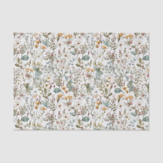 Papier Mousseline Découpage Fleurs Pressées Floral Aquarelle (Recto)