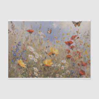 Papier Mousseline Découpage fleurs sauvages et papillons