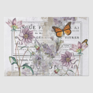 Papier Mousseline Découpage Fleurs violettes de papillon publicitair