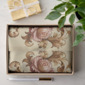 Papier Mousseline Découpage Floral Baroque Or Extra Grande (Cadeau)
