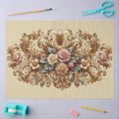 Papier Mousseline Découpage Floral Baroque Or Extra Grande (Artisanat)