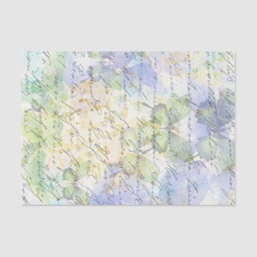 Papier Mousseline Découpage floral bleu clair Vintage (Recto)