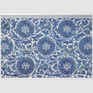 Papier Mousseline Découpage floral bleu et blanc