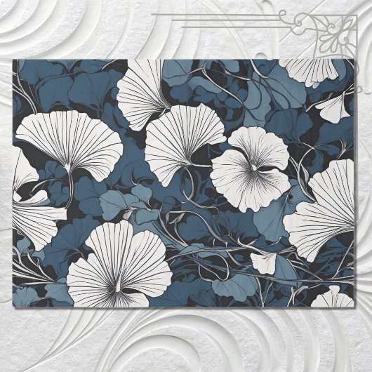 Papier Mousseline Découpage Floral bleu moderne