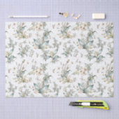 Papier Mousseline Découpage floral botanique bohème vintage papillon (Artisanat)