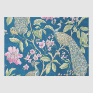 Papier Mousseline Découpage floral de la Chinoiserie bleue