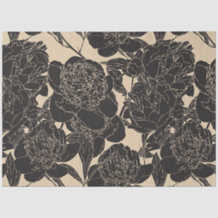 Papier Mousseline Découpage floral de pivoine noire