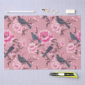 Papier Mousseline Découpage floral d'oiseau rose (Artisanat)