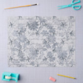 Papier Mousseline Découpage floral gris et bleu (Artisanat)