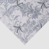 Papier Mousseline Découpage floral gris et bleu (Détail)