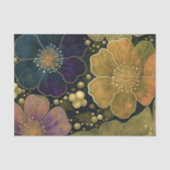 Papier Mousseline Découpage Floral Or Céleste (Recto)