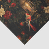 Papier Mousseline Découpage Floral Red Birds et Lanterns (Détail)