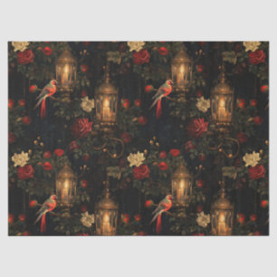 Papier Mousseline Découpage Floral Red Birds et Lanterns