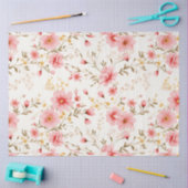 Papier Mousseline Découpage floral rose Aquarelle pivoine (Artisanat)