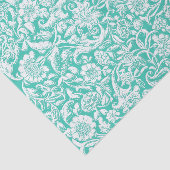 Papier Mousseline Découpage florale antique blanc Turquoise (Détail)