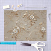 Papier Mousseline Découpage florale blanc et golf Enveloppement de t (Artisanat)