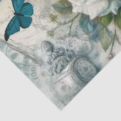 Papier Mousseline Découpage florale d'inspiration Vintage Bleue (Détail)