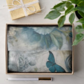 Papier Mousseline Découpage florale d'inspiration Vintage Bleue (Cadeau)