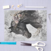 Papier Mousseline Découpage florale du Cheval Noir (Artisanat)