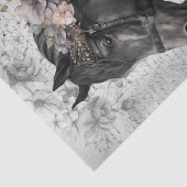 Papier Mousseline Découpage florale du Cheval Noir (Détail)