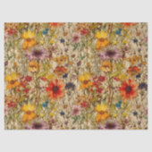 PAPIER MOUSSELINE DÉCOUPAGE FLORALE FLEUR SAUVAGE BOHO (Recto)