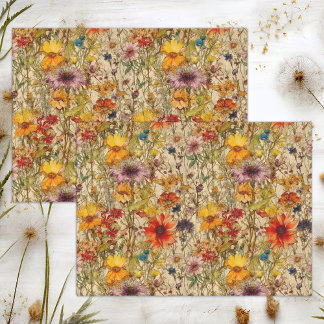 PAPIER MOUSSELINE DÉCOUPAGE FLORALE FLEUR SAUVAGE BOHO