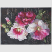 Papier Mousseline Découpage florale Hollyhock rouge et blanc (Recto)