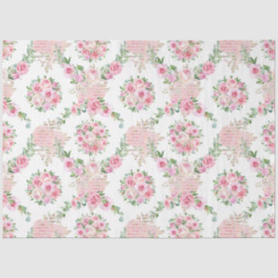 Papier Mousseline Découpage florale vintage Blush Peony