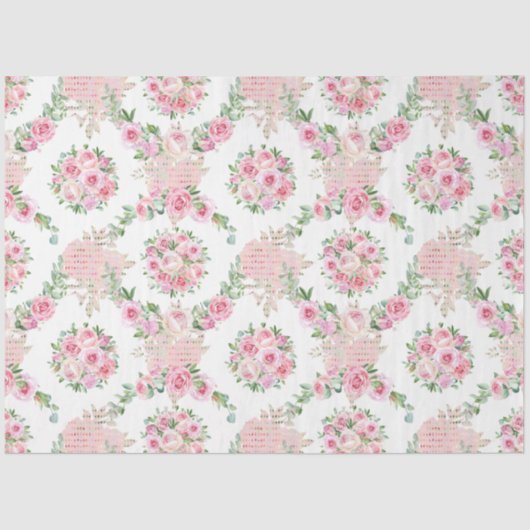 Papier Mousseline Découpage florale vintage Blush Peony (Recto)