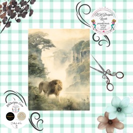 Papier Mousseline Découpage Forêt de Cascade de Lion d'Afrique