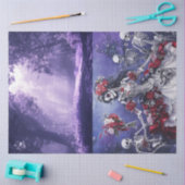 Papier Mousseline Découpage Forêt mystique pourpre et squelette (Artisanat)