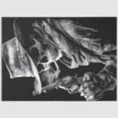 Papier Mousseline Découpage Fumer Squelette gothique Cowboy Gunsling (Recto)