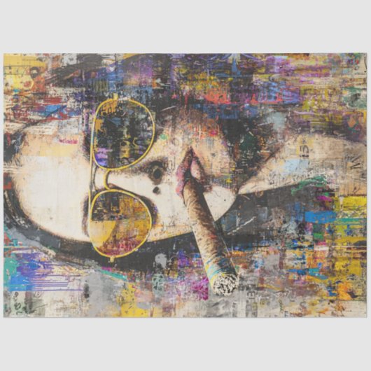 Papier Mousseline Découpage Fumer une femme Abstraite 60's (Recto)