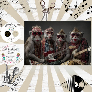 Papier Mousseline Decoupage Funky Monkey Rockers Bande Boho Art