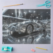Papier Mousseline Découpage Futuriste Silver Reflex Sleek Car (Artisanat)