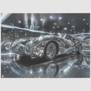 Papier Mousseline Découpage Futuriste Silver Reflex Sleek Car