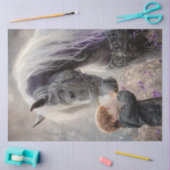 Papier Mousseline Découpage Garçon à tête rouge et son cheval majest (Artisanat)