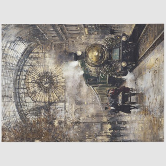 Papier Mousseline Découpage Gare Vintage Paris France (Recto)