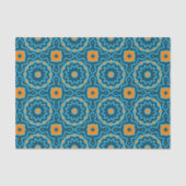 Papier Mousseline Découpage géométrique Boho Elegant Bleu & Jaune (Recto)