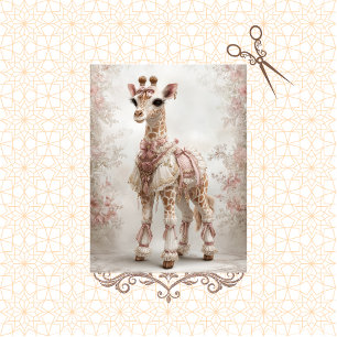 Papier Mousseline Découpage Giraffe rose victorienne Vintage
