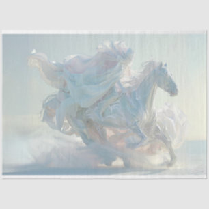 Papier Mousseline Découpage Glace Sculpté Cheval & Rider Blanc