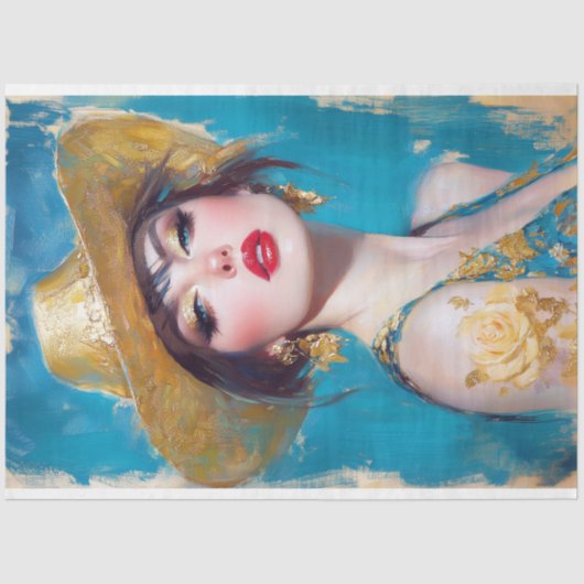 Papier Mousseline Découpage Golden Western Glam (Recto)