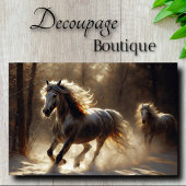 Papier Mousseline Découpage Golden Winter Stallions
