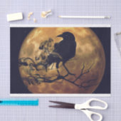 Papier Mousseline Découpage Goth Crow Orange Moon (Artisanat)